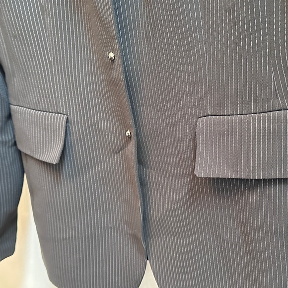 Tahari Arthur S Levine career black striped fitted blazer size 6 - Picture 5 of 15